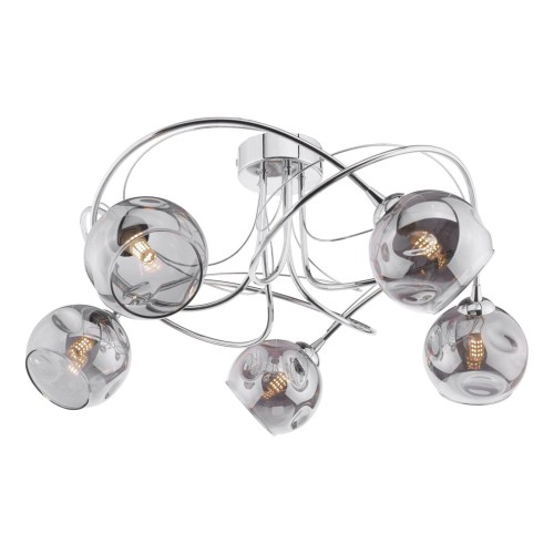 Lampa sufitowa Onawa 5 Light Semi Flush Polished Chrome Smoked Glass