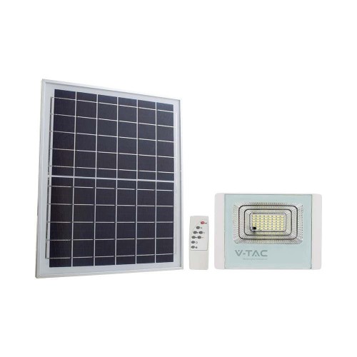 Projektor LED Solarny V-TAC 12W Biały IP65, Pilot, Timer VT-25W 6400K 550lm