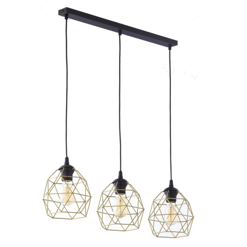 GALAXY BLACK/GOLD LAMPA WISZĄCA 3 PŁ LISTWA
