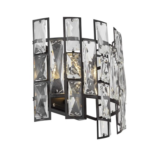 LAMPA ŚCIENNA KINKIET KRYSZTAŁOWY CZARNY FLORINA W2