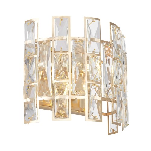LAMPA ŚCIENNA KINKIET KRYSZTAŁOWY ZŁOTY FLORINA W2