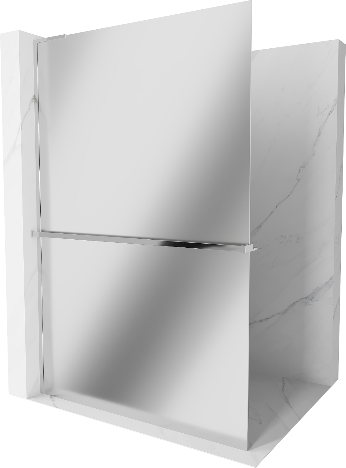 Mexen Kioto+ L ścianka prysznicowa z półką Walk-in 90 x 200 cm, lustro, chrom - 800-090-123-01-50