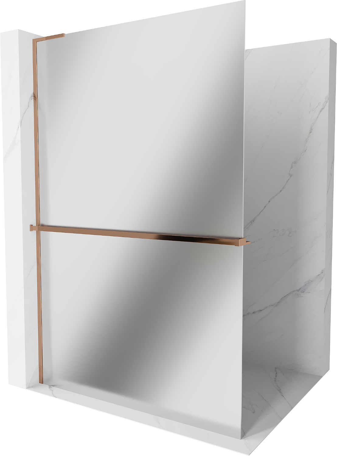 Mexen Kioto+ L ścianka prysznicowa z półką Walk-in 80 x 200 cm, lustro, różowe złoto - 800-080-123-60-50