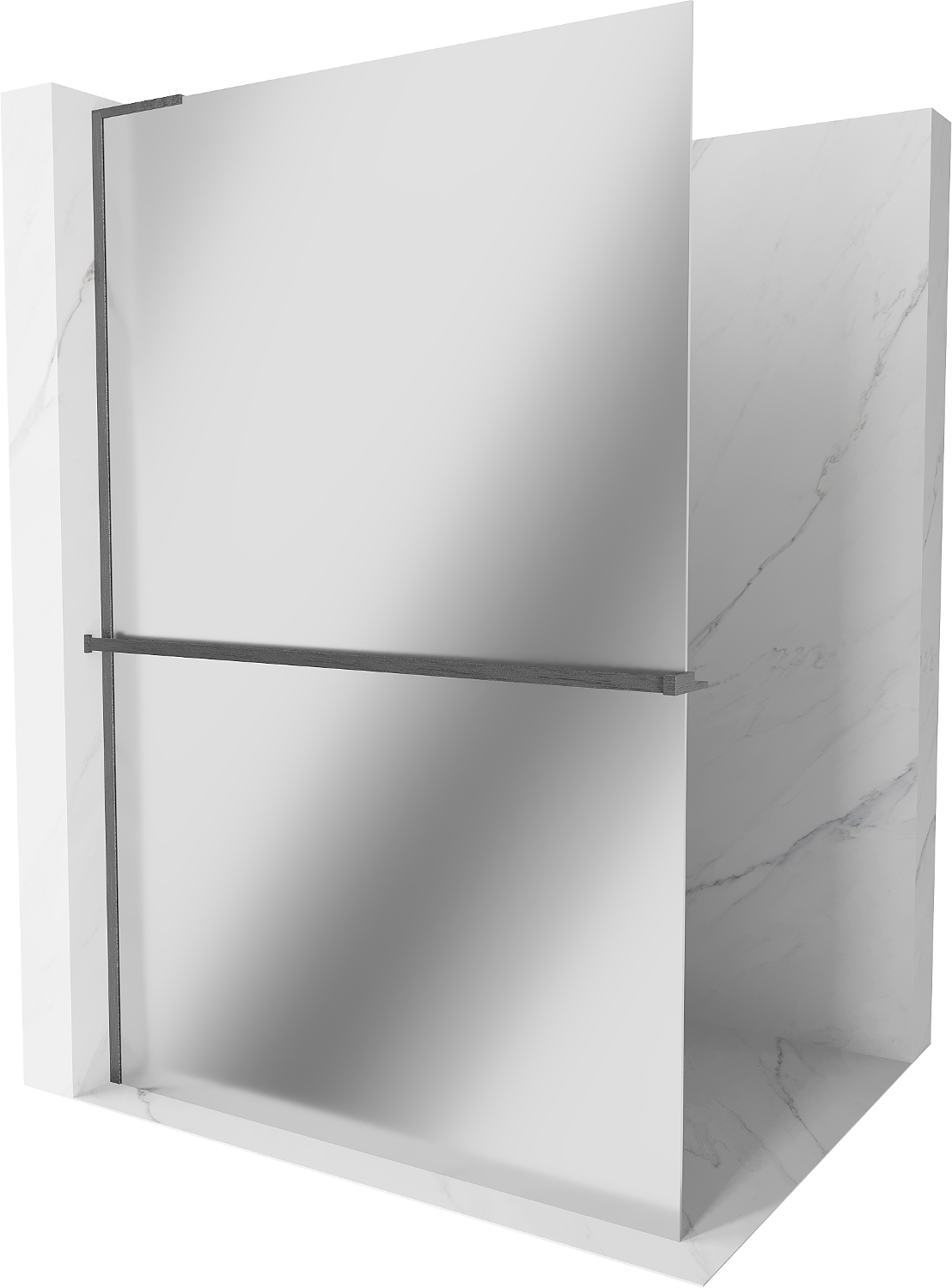 Mexen Kioto+ L ścianka prysznicowa z półką Walk-in 70 x 200 cm, lustro, gun gray szczotkowany - 800-070-123-66-50