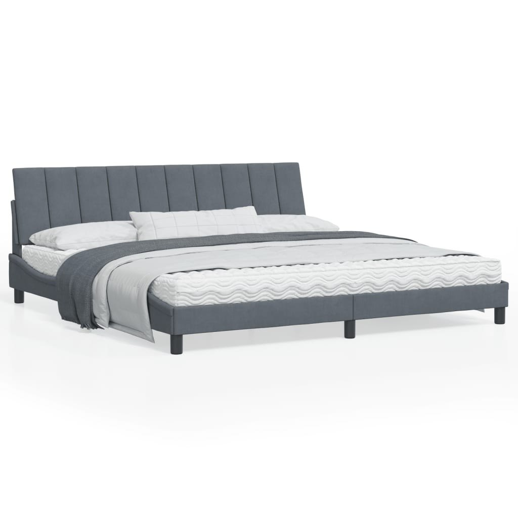 Rama łóżka z LED, ciemnoszara, 200x200 cm, aksamitna Lumarko!