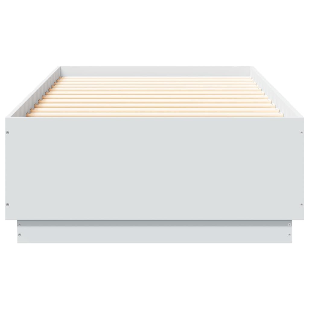 Rama łóżka z LED, biała, 100x200 cm, materiał drewnopochodny Lumarko!