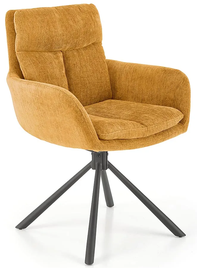 Musztardowe obrotowe krzesło metalowe - Bonar