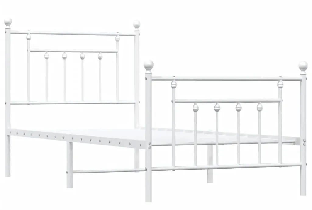 Białe pojedyncze łózko metalowe 90x200 cm H6-C48