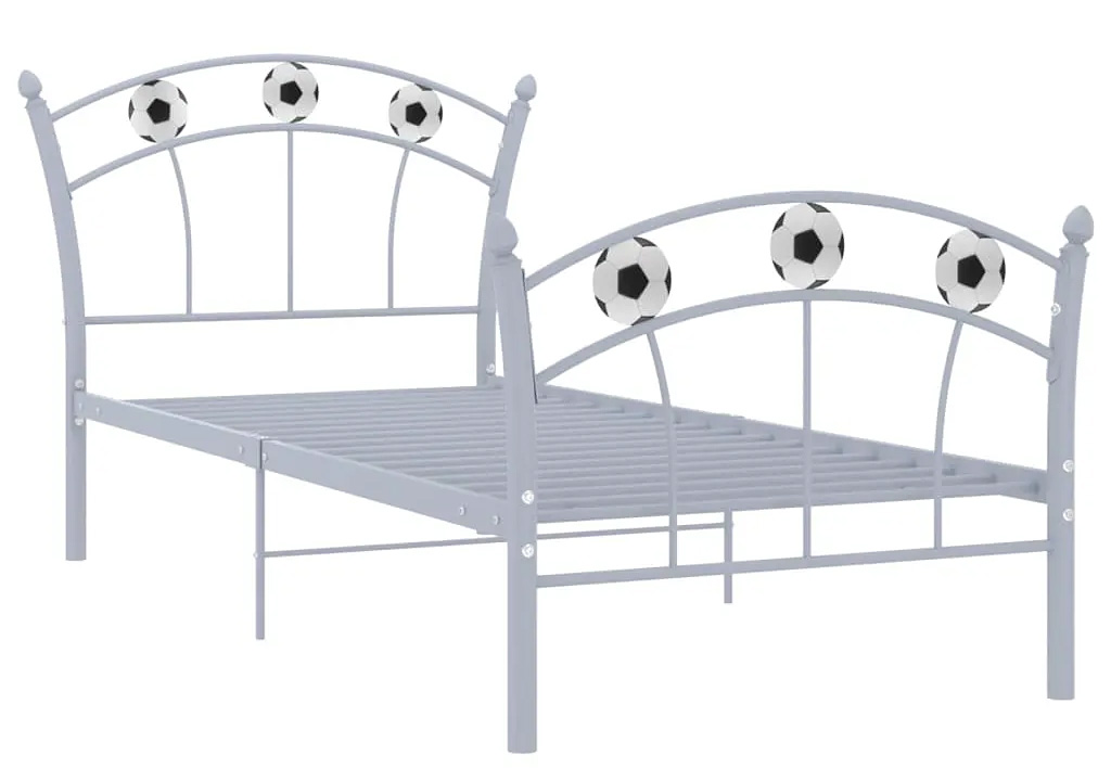 Szare metalowe łózko dziecięce z piłką 90x200 cm N4-Z06
