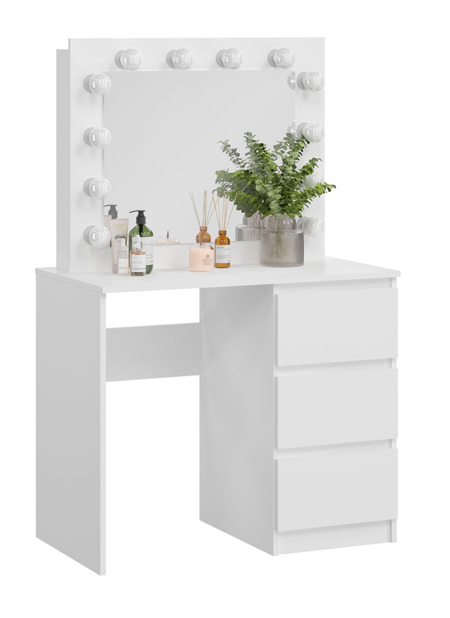 Biała toaletka z lustrem i oświetleniem led M5-P59