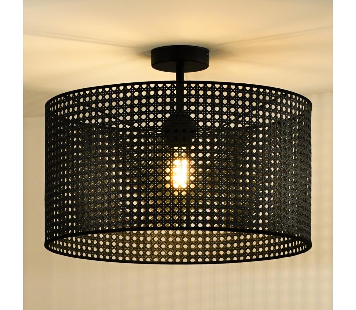 Duolla - Żyrandol natynkowy ROLLER RATTAN 1xE27/15W/230V śr. 45 cm czarny