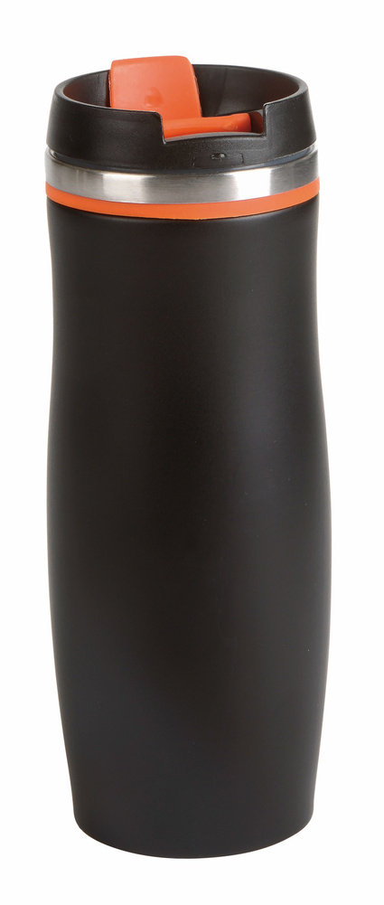 Kubek termiczny o podwójnych ściankach DARK CREMA, czarny, pomarańczowy