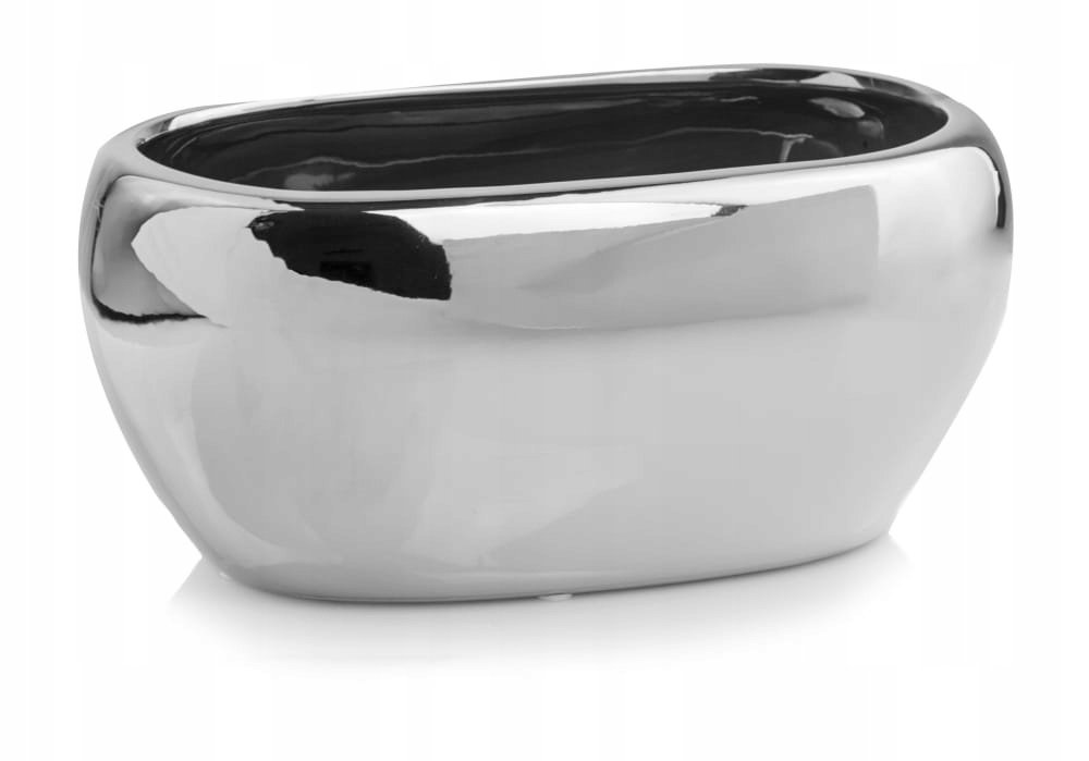 CERAMICZNA OSŁONKA DONICZKA RYNNA 27cm SREBRNA na Storczyki