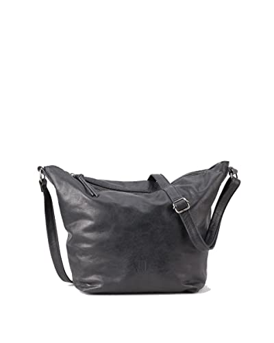 BIBA Torba damska ze skóry naturalnej Torba na ramię Leather Utah Cream Out UTC2LO, długi uchwyt, zamek błyskawiczny, Legalna skóra bydlęca, czarny
