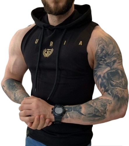 Tank top z kapturem męski, złote Logo Furia