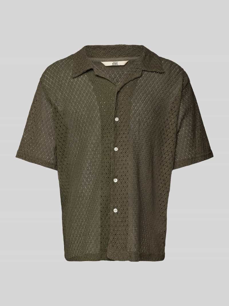 Koszula casualowa o kroju regular fit z ażurowym wzorem model ‘MADDEN’