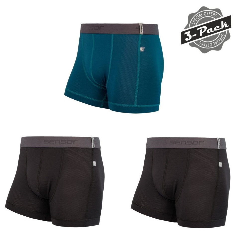 Spodenki męskie Sensor Coolmax Tech 3-Pack Rozmiar: L / Kolor: czarny/niebieski