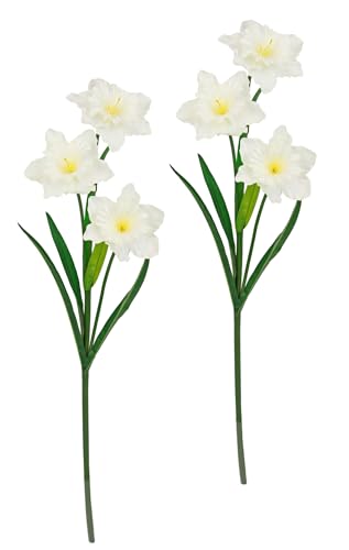 Flair Flower Sztuczne narcyzy, wiosenne, sztuczne kwiaty, bukiety, aranżacje kwiatowe, dekoracja wiosenna, narcyz, dekoracja wielkanocna, na Wielkanoc, dekoracja stołu, roślina dekoracyjna, zestaw 2