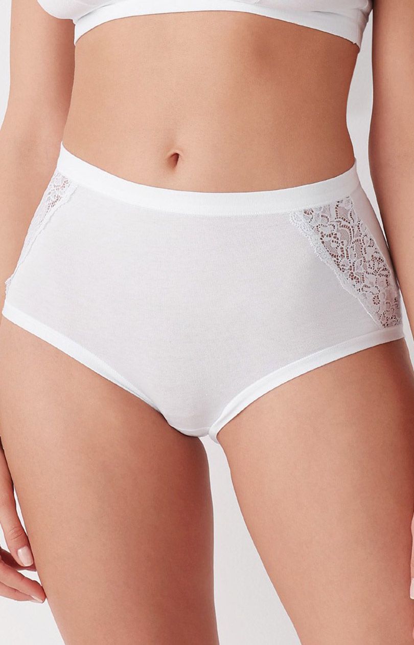 2-pak figi damskie wysokie białe D 131 Maxi, Kolor biały, Rozmiar M, Cotonella - Intymna