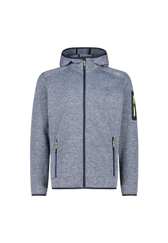 CMP - Męska kurtka Knit-Tech ze stałym kapturem, B.Blue-Lime, 46