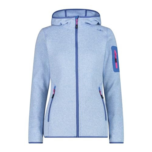 CMP - Damska kurtka Knit-Tech ze stałym kapturem, Sky-Bianco, 40