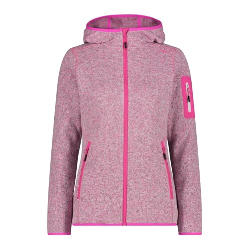 CMP - Damska kurtka Knit-Tech ze stałym kapturem, Fuxia-Bianco, 40