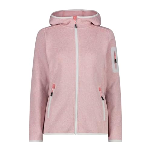 CMP - Damska kurtka Knit-Tech ze stałym kapturem, różowo-biała, 40
