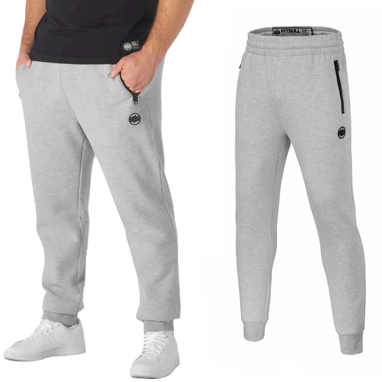 PITBULL spodnie dresowe New Brushed Fleece Group Hatton '24 - Szary Melanż