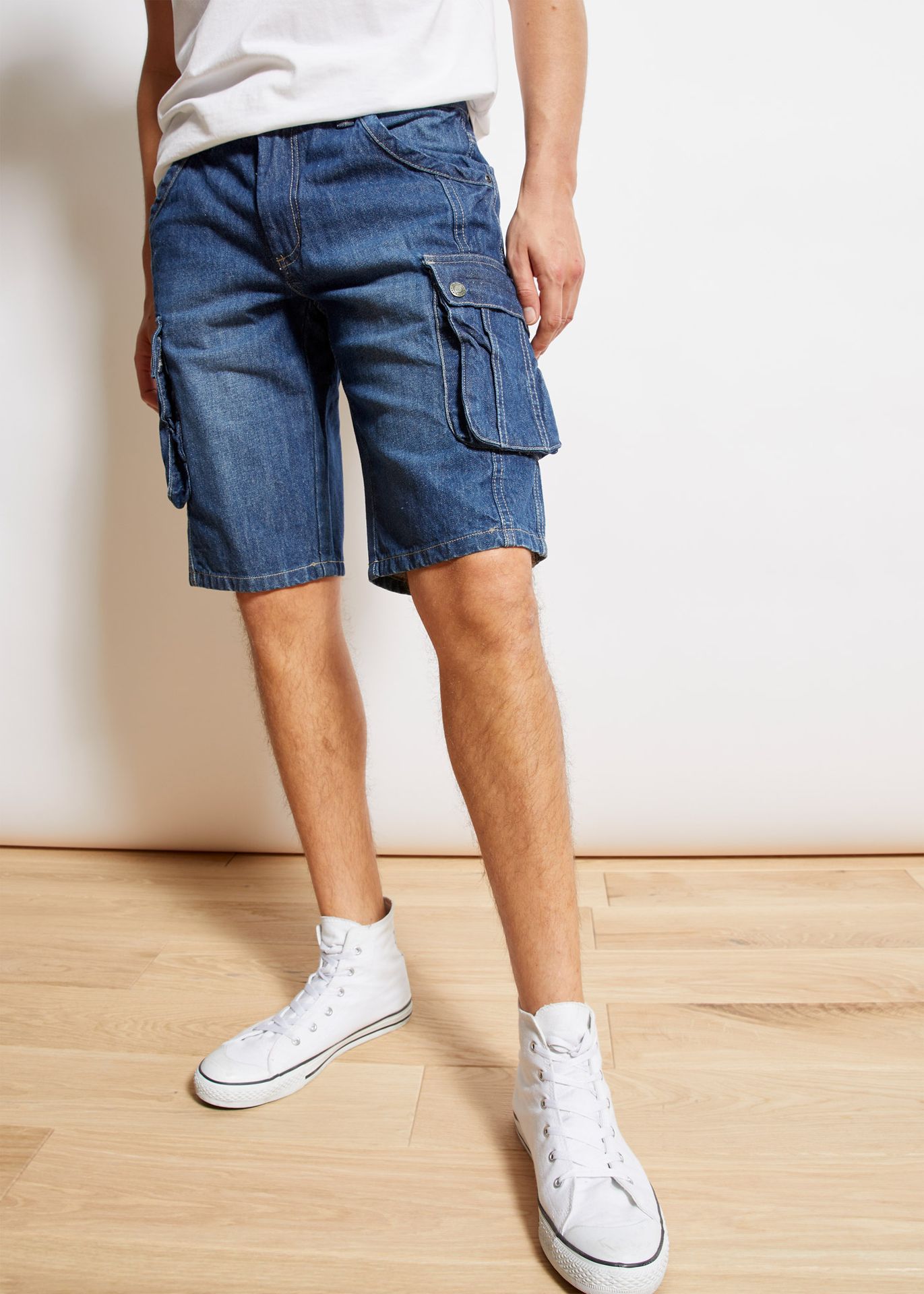Bermudy dżinsowe bojówki Regular Fit - bonprix