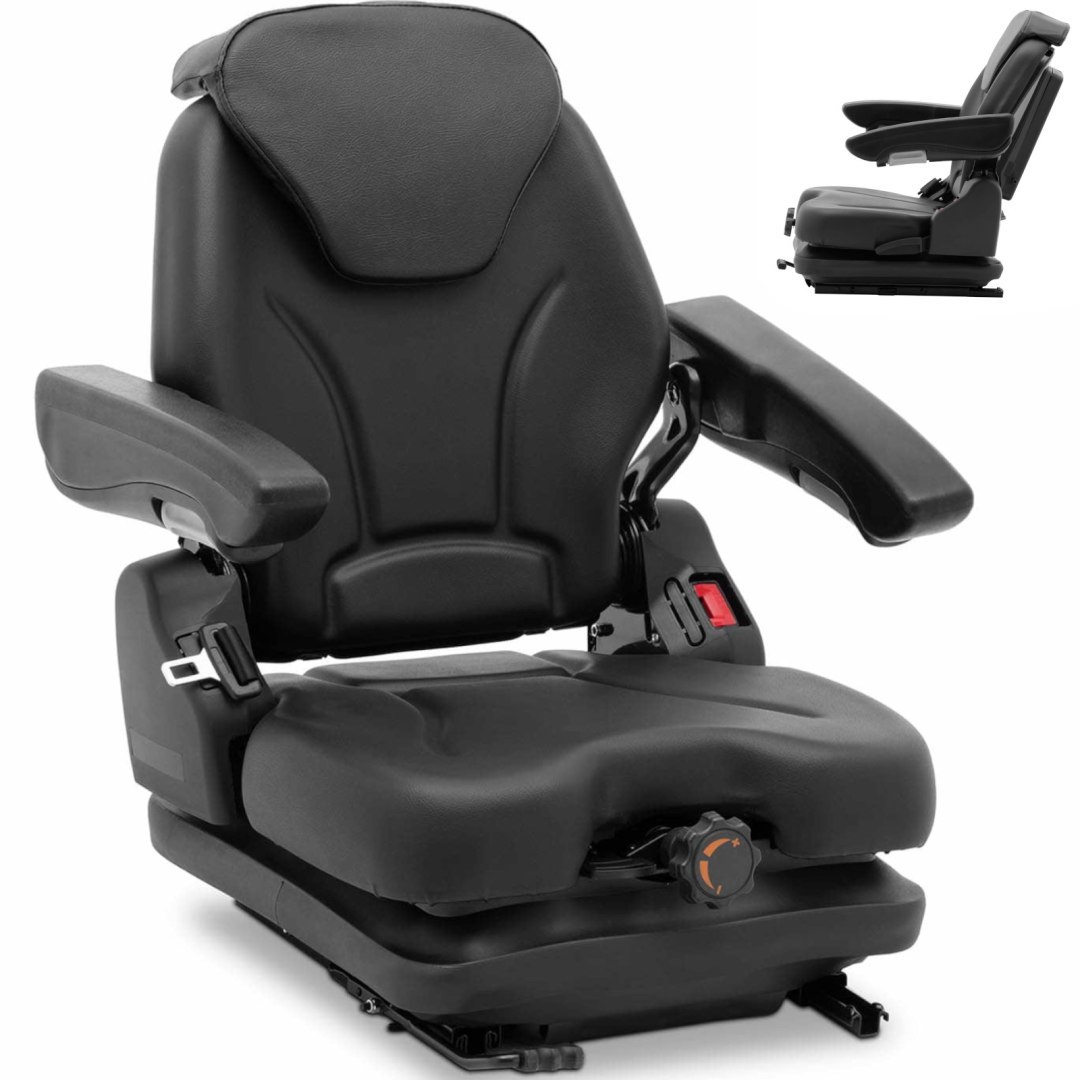 hillvert Siedzenie do ciągnika - 46 x 46 cm - regulowane - zawieszenie HT-RUNDLE-17