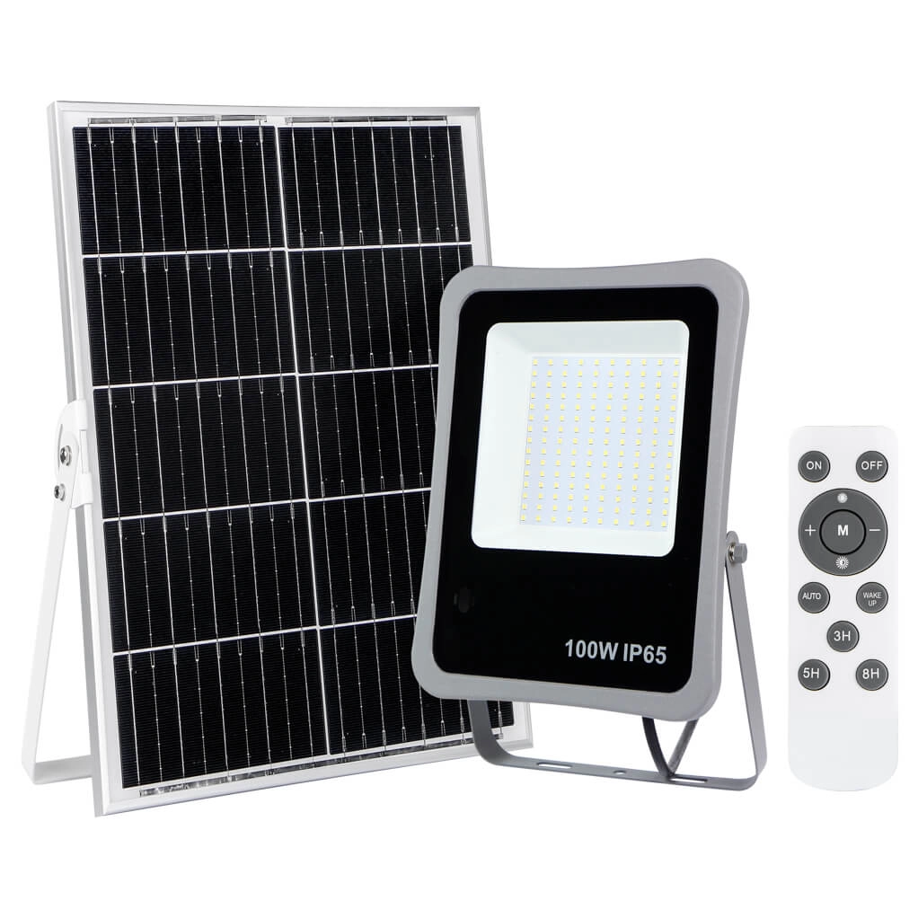 Solarna lampa ogrodowa Bares SLR-73142-100W Italux LED 100W 4000K IP65 szary