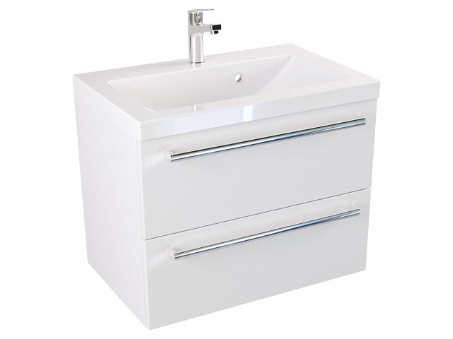 Szafka Wisząca Z Umywalką ATH 60 cm - Biały Mat - Uchwyty Chromowane