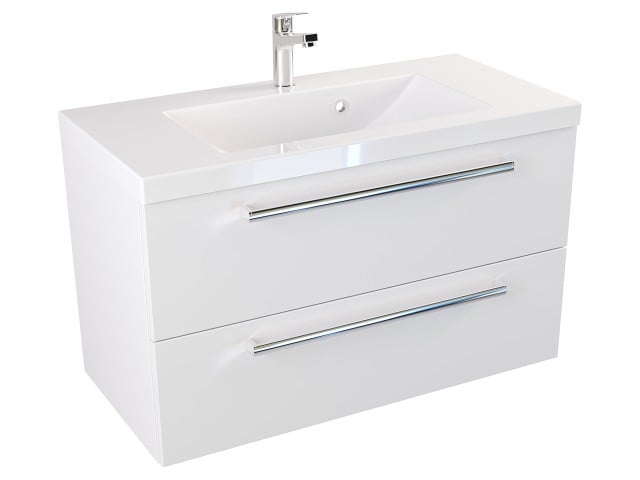 Szafka Wisząca Z Umywalką ATH 80 cm - Biały Mat - Uchwyty Chromowane