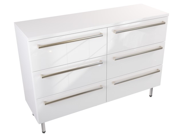 Szafka Stojąca Z Blatem ATH 120 cm S Lewa - Biały Wysoki Połysk - Uchwyty Stal Szczotkowana