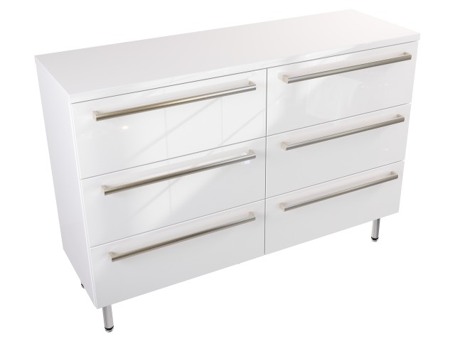 Szafka Stojąca Z Blatem ATH 120 cm S Prawa - Biały Wysoki Połysk - Uchwyty Stal Szczotkowana
