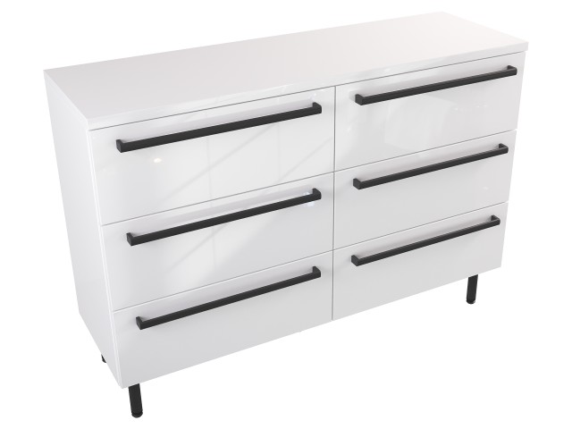 Szafka Stojąca Z Blatem ATH 120 cm S Lewa - Biały Wysoki Połysk - Uchwyty Czarne Matowe