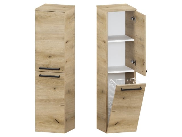 Słupek Łazienkowy ATHD 35 cm DK Prawy - Dąb Evoke Coast Mat - Uchwyty Czarne Matowe