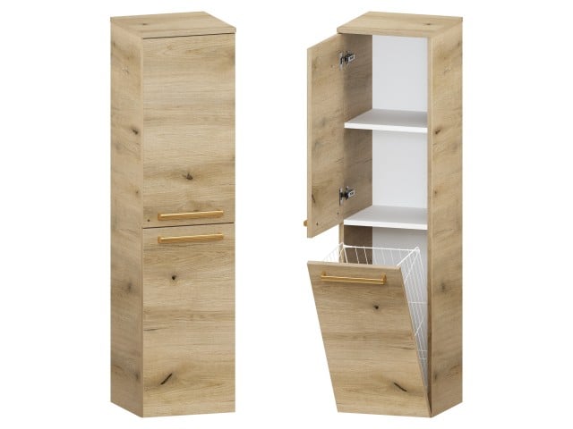 Słupek Łazienkowy ATHD 35 cm DK Lewy - Dąb Evoke Coast Mat - Uchwyty Złote Polerowane