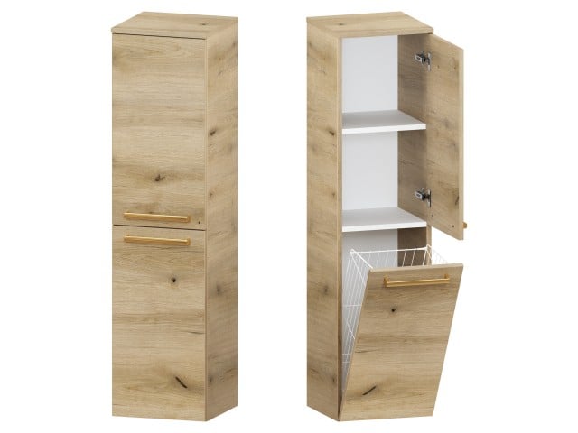 Słupek Łazienkowy ATHD 35 cm DK Prawy - Dąb Evoke Coast Mat - Uchwyty Złote Polerowane