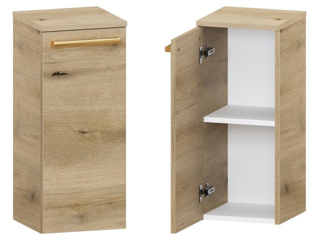 Słupek Łazienkowy ATHD 30 cm DD Lewy - Dąb Evoke Coast Mat - Uchwyty Złote Polerowane