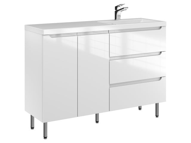 Szafka Stojąca Z Umywalką ETH 120 cm DS Prawa - Biały Wysoki Połysk