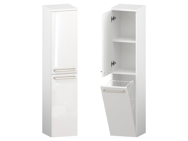 Słupek Łazienkowy ATH 30 cm DK Lewy - Biały Wysoki Połysk - Uchwyty Stal Szczotkowana