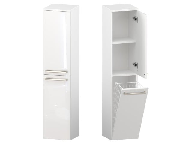 Słupek Łazienkowy ATH 30 cm DK Prawy - Biały Wysoki Połysk - Uchwyty Stal Szczotkowana