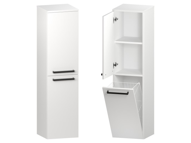 Słupek Łazienkowy ATH 35 cm DK Lewy - Biały Mat - Uchwyty Czarne Matowe