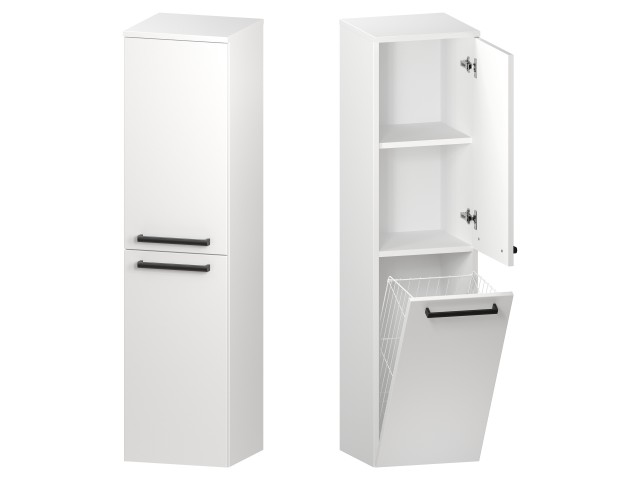 Słupek Łazienkowy ATH 35 cm DK Prawy - Biały Mat - Uchwyty Czarne Matowe