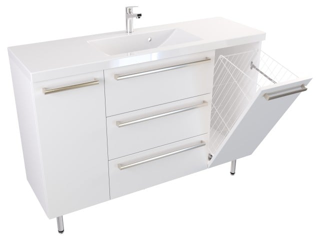 Szafka Stojąca Z Umywalką ATH 120 cm DK - Biały Mat - Uchwyty Stal Szczotkowana
