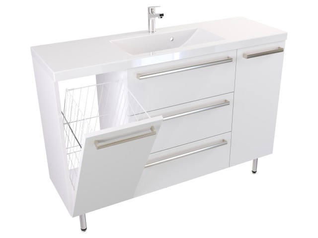 Szafka Stojąca Z Umywalką ATH 120 cm KD - Biały Mat - Uchwyty Stal Szczotkowana