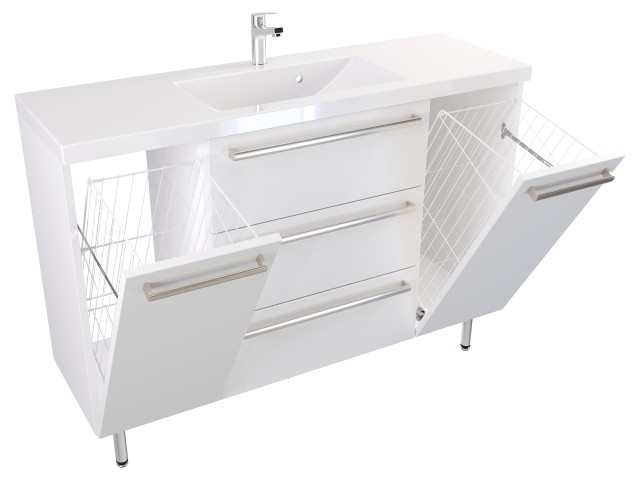 Szafka Stojąca Z Umywalką ATH 120 cm K - Biały Mat - Uchwyty Stal Szczotkowana