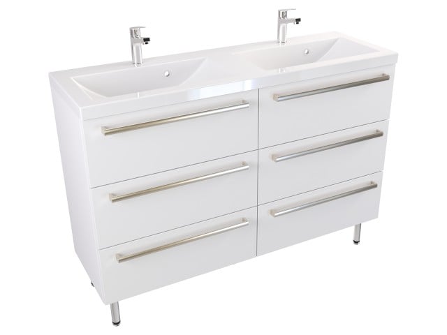 Szafka Stojąca Z Umywalką ATH 120 cm DUO - Biały Mat - Uchwyty Stal Szczotkowana