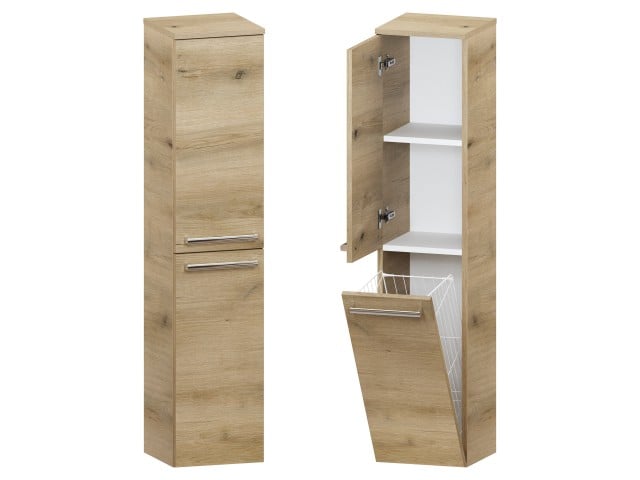 Słupek Łazienkowy ATHD 30 cm DK Lewy - Dąb Evoke Coast Mat - Uchwyty Chromowane